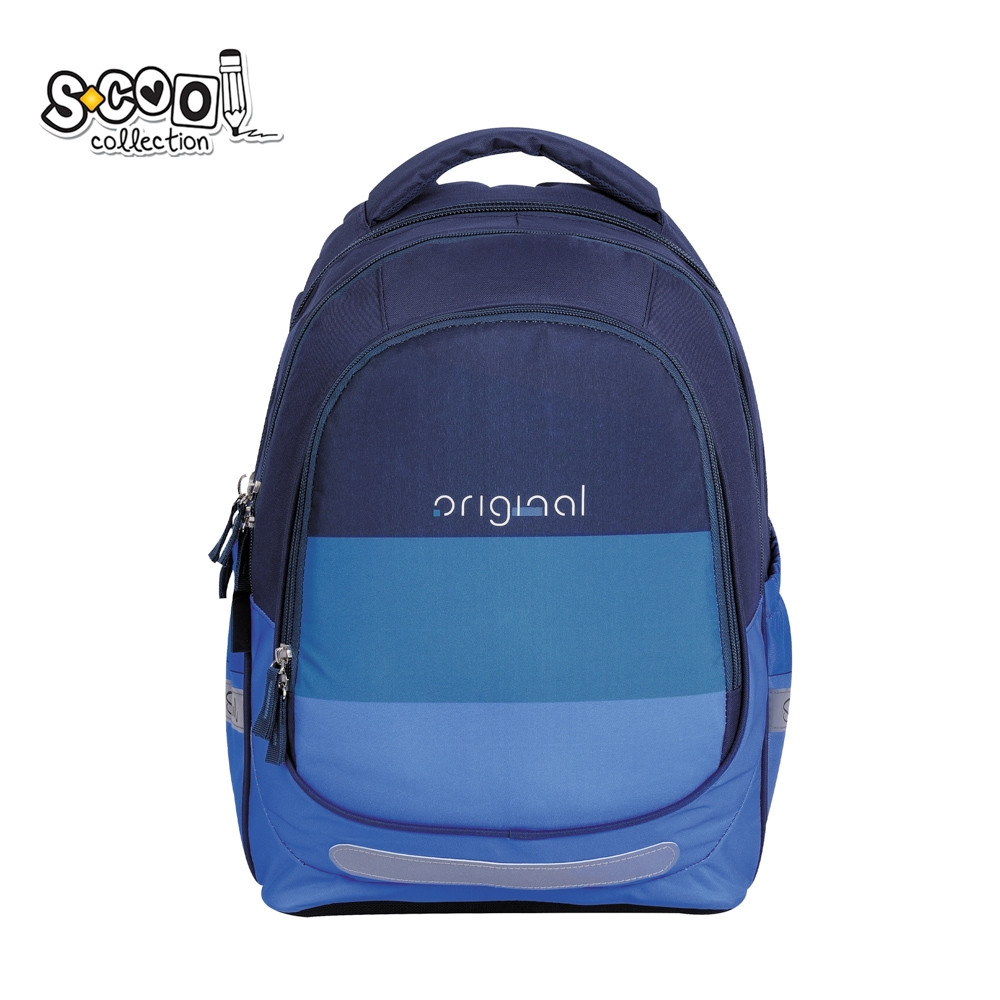 Ghiozdan anatomic ORIGINAL, fermoar, 2 compartimente, 1 buzunar, albastru - imagine 10